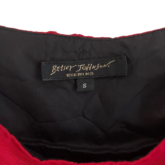 Betsy Johnson Evening Dress Size S Red Embroidered Top Black Puffy Chiffon Skirt - Picture 11 of 13
